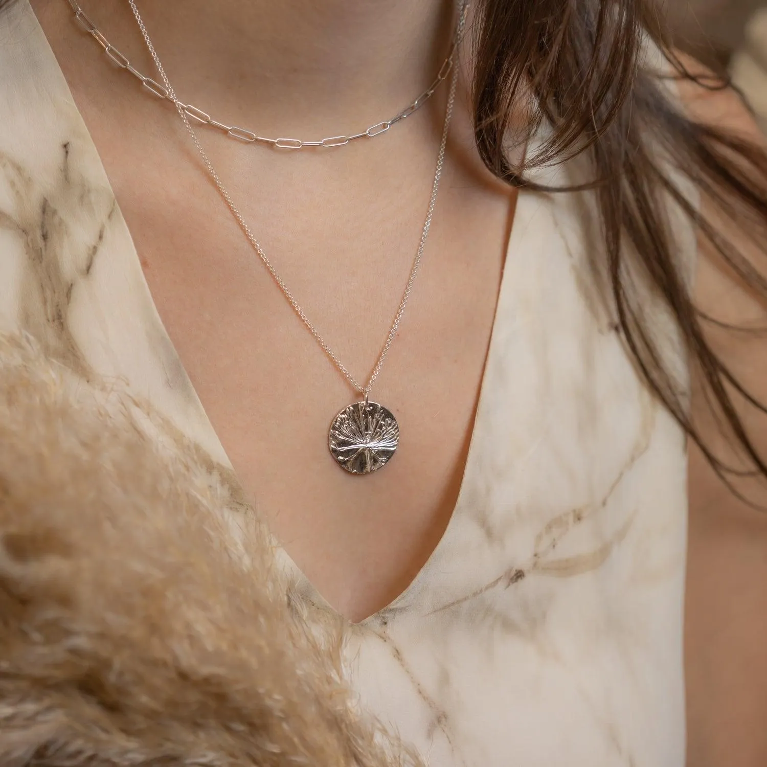 Dill Flower Pendant | Embossed