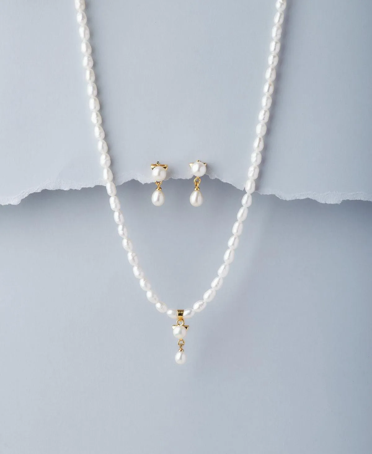 Elegant Real Pearl Necklace Set