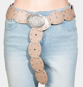 Embossed Oval Belt Khaki