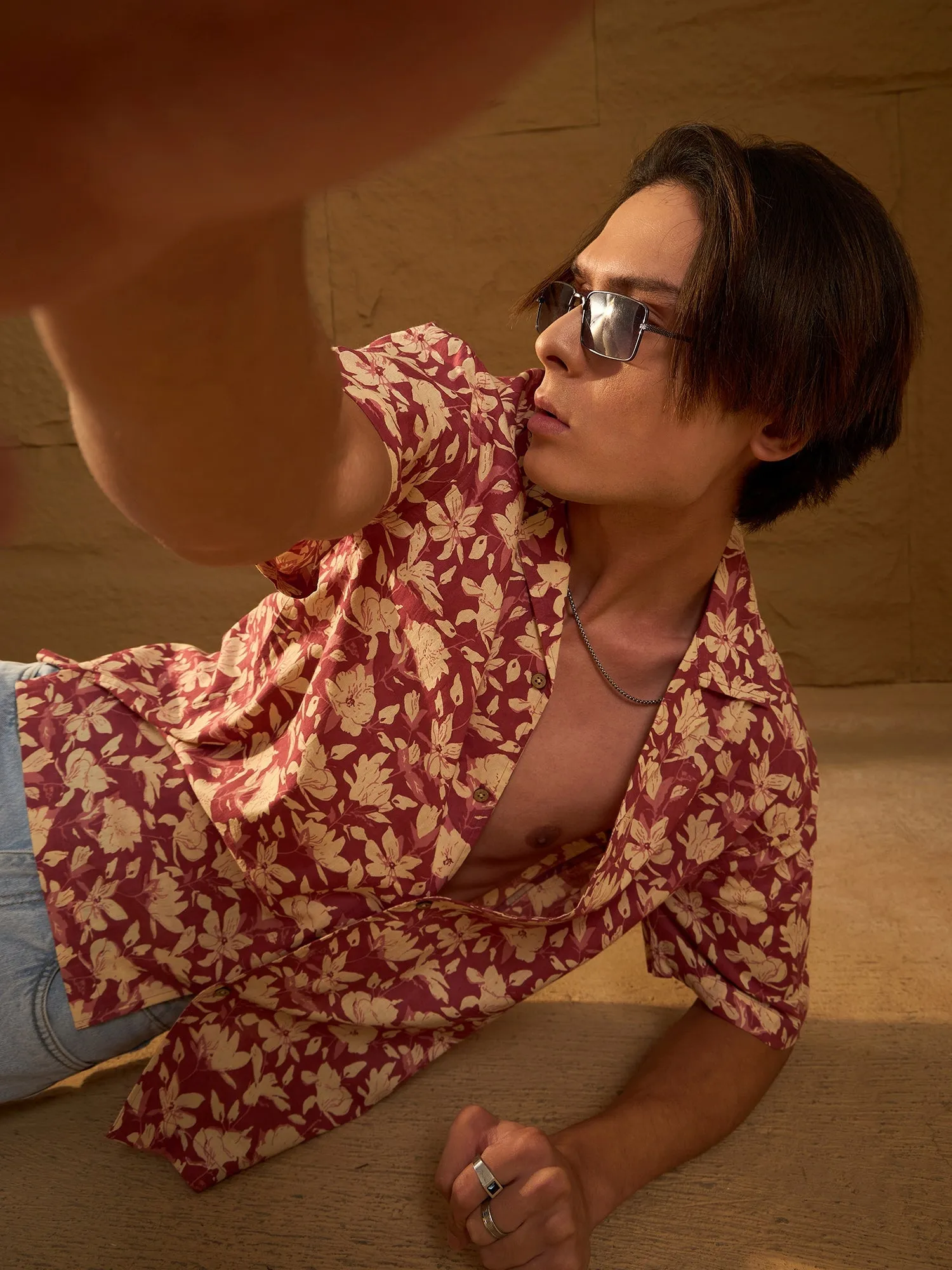 Floral Printed Drop Shoulder Oversized Casual Shirt
