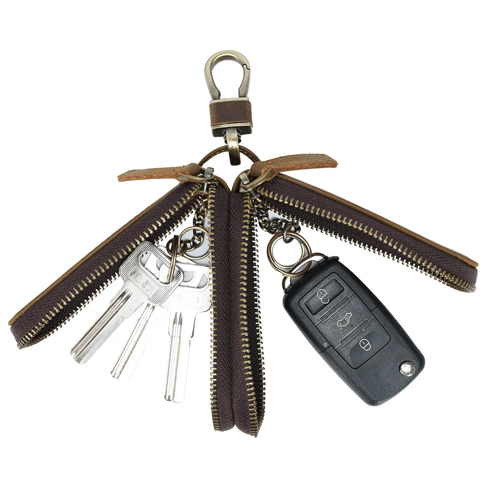 Genuine leather multifunctional key chain