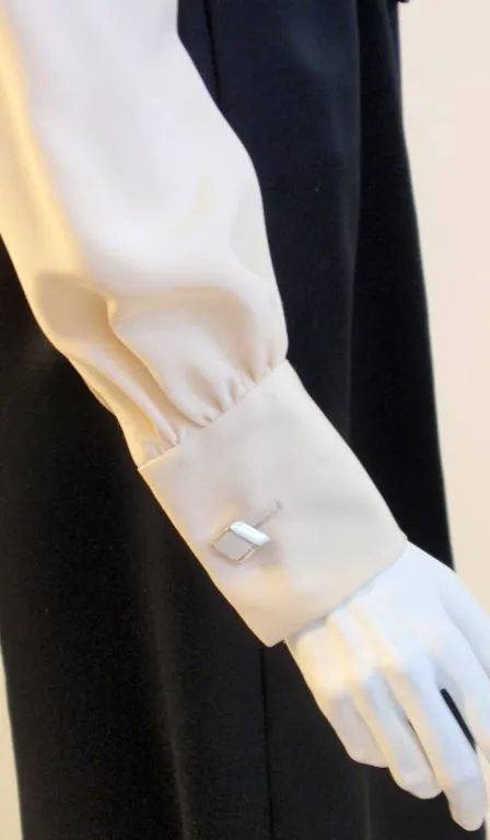 GEOFFREY BEENE 1960s Boutique Black & Cream Satin Dolly Dress