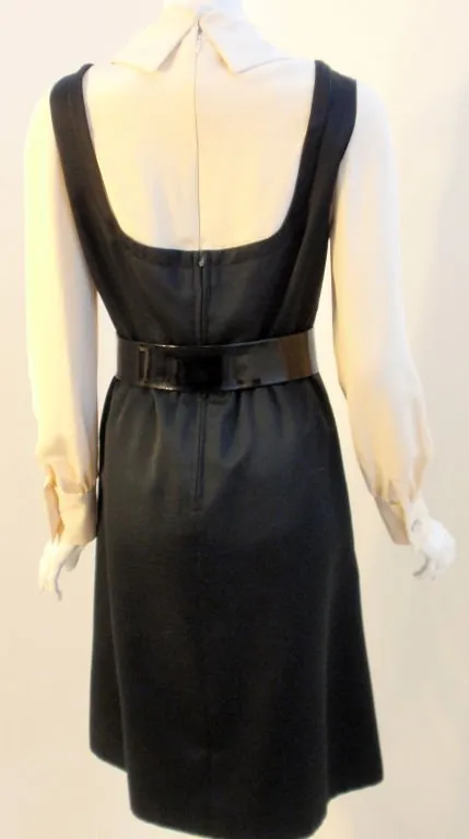 GEOFFREY BEENE 1960s Boutique Black & Cream Satin Dolly Dress