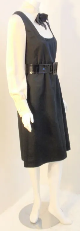 GEOFFREY BEENE 1960s Boutique Black & Cream Satin Dolly Dress