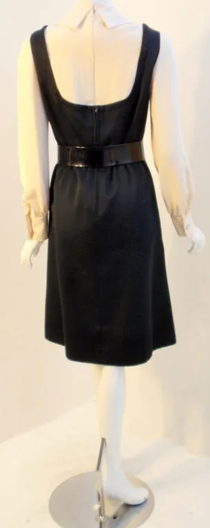 GEOFFREY BEENE 1960s Boutique Black & Cream Satin Dolly Dress