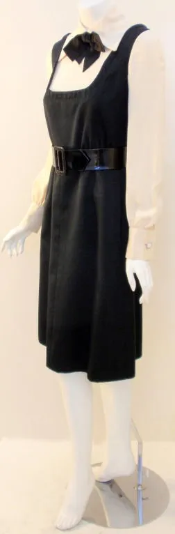 GEOFFREY BEENE 1960s Boutique Black & Cream Satin Dolly Dress