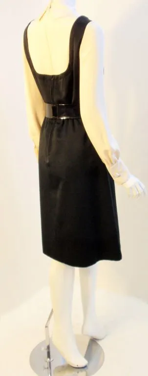 GEOFFREY BEENE 1960s Boutique Black & Cream Satin Dolly Dress