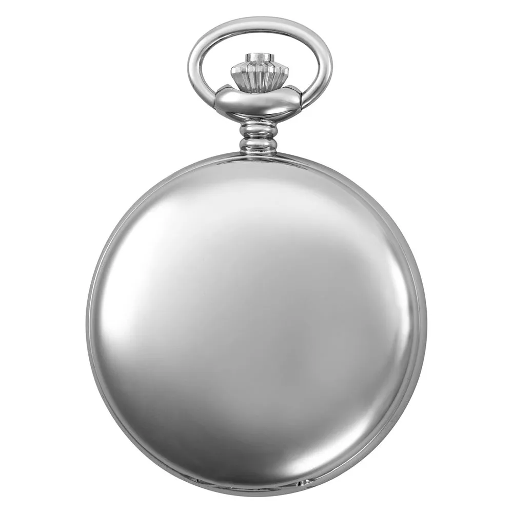 Gotham Men's Silver-Tone Low Vision Bold Number Polished Finish Covered Quartz Pocket Watch # GWC15045S