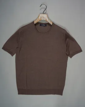 Gran Sasso Knitted Silk T-Shirt / Brown