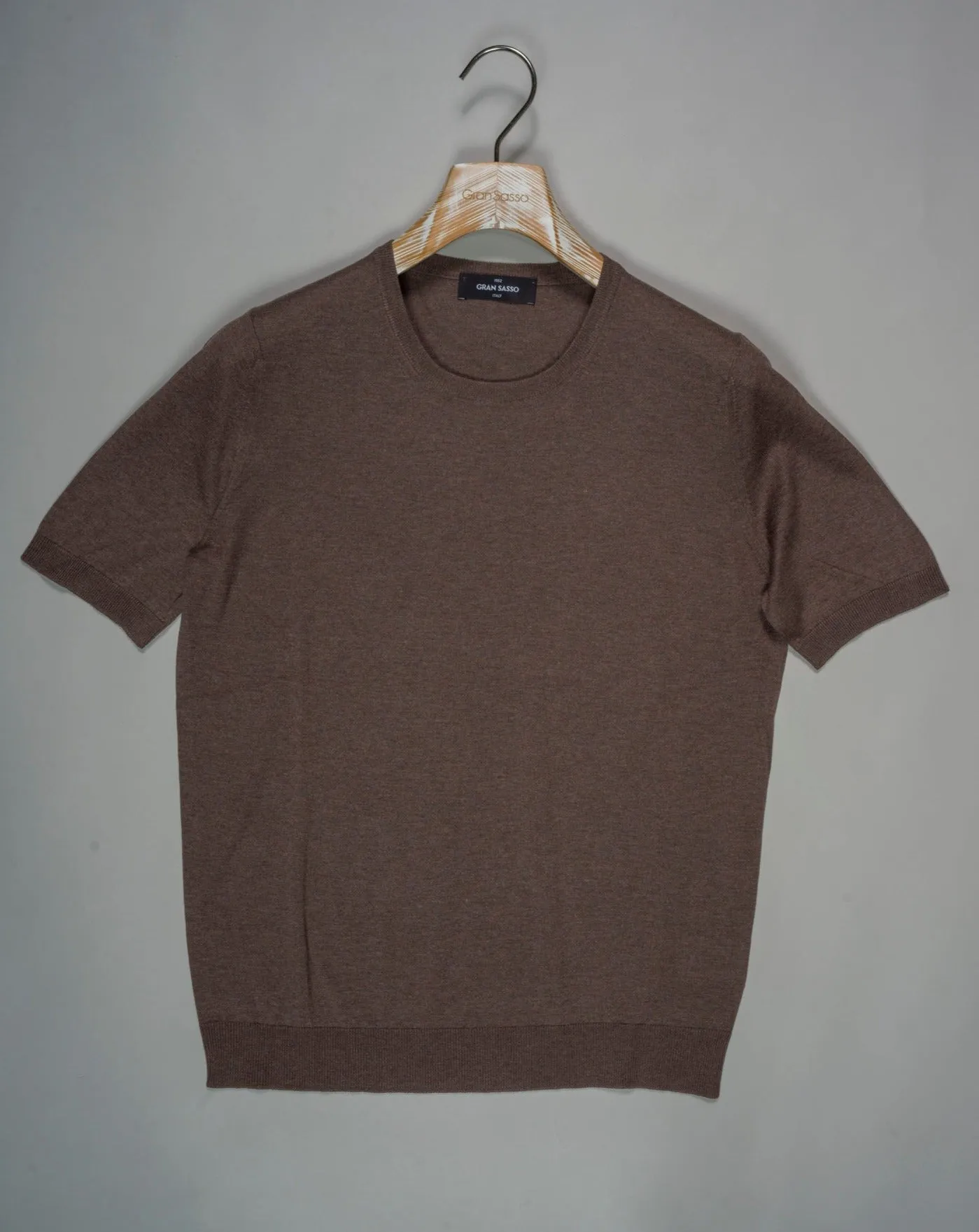 Gran Sasso Knitted Silk T-Shirt / Brown