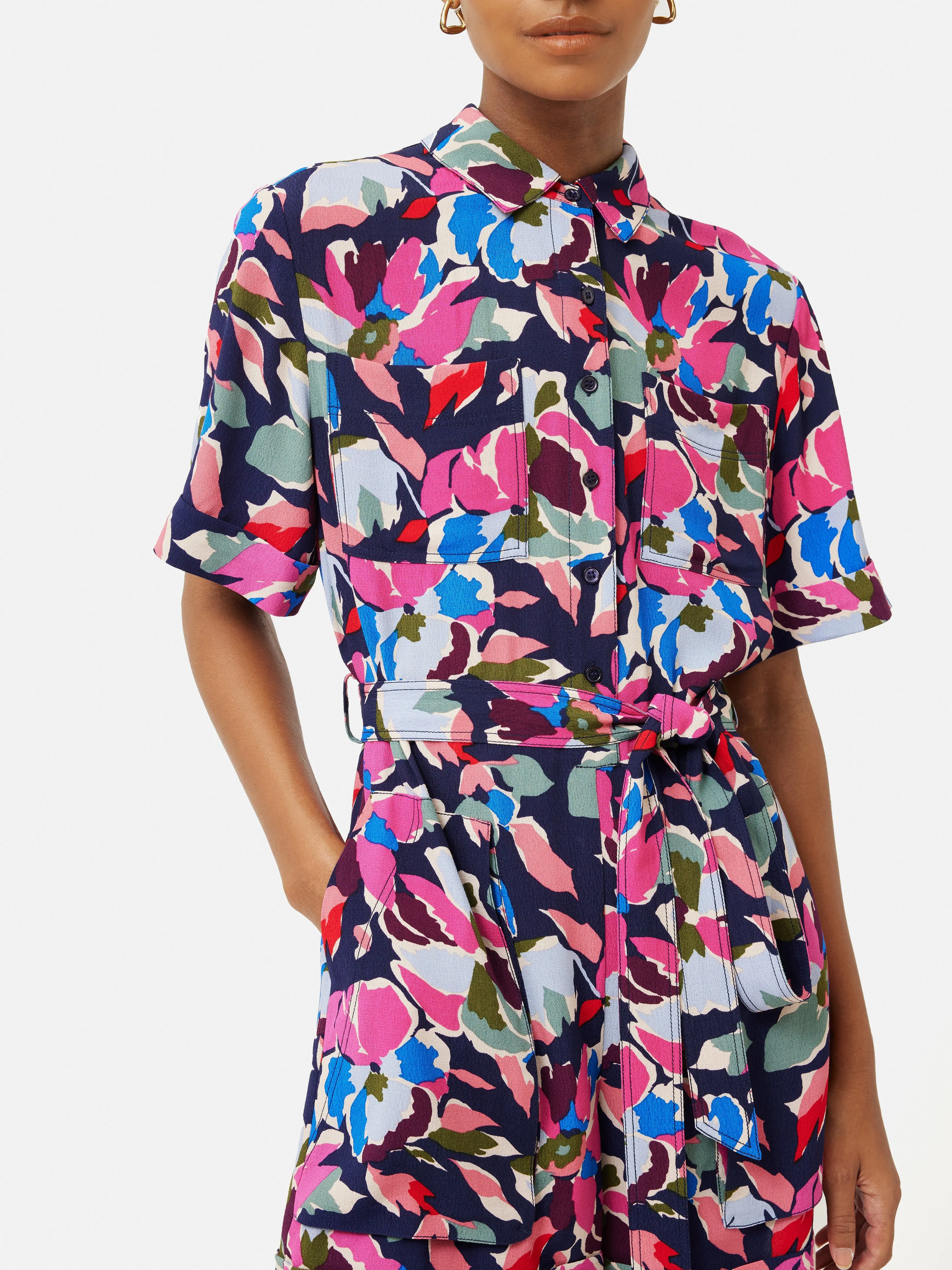 Graphic Pansy Playsuit | Red