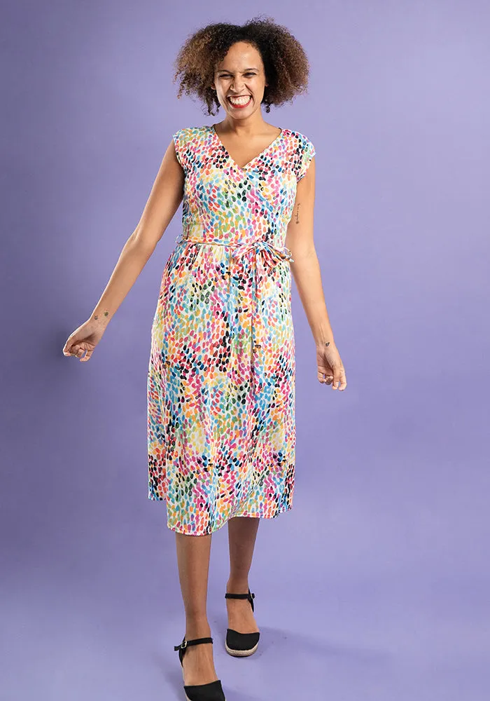 Kenzo Rainbow Confetti Print Midi Dress