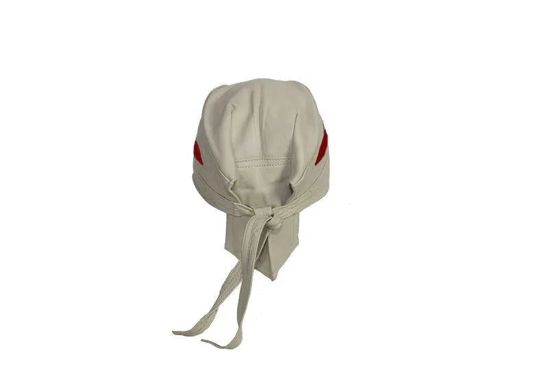 Leather Skull Cap With Brown Flames, AC7-BEIGE-DL