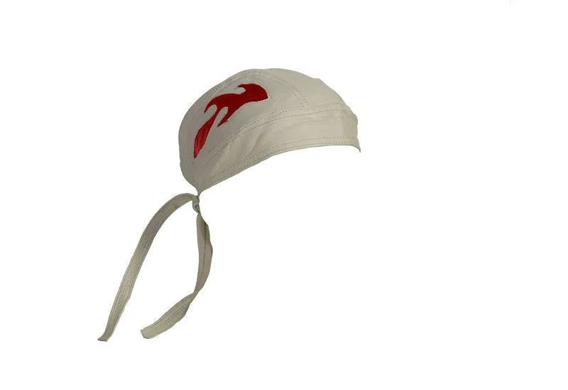 Leather Skull Cap With Brown Flames, AC7-BEIGE-DL