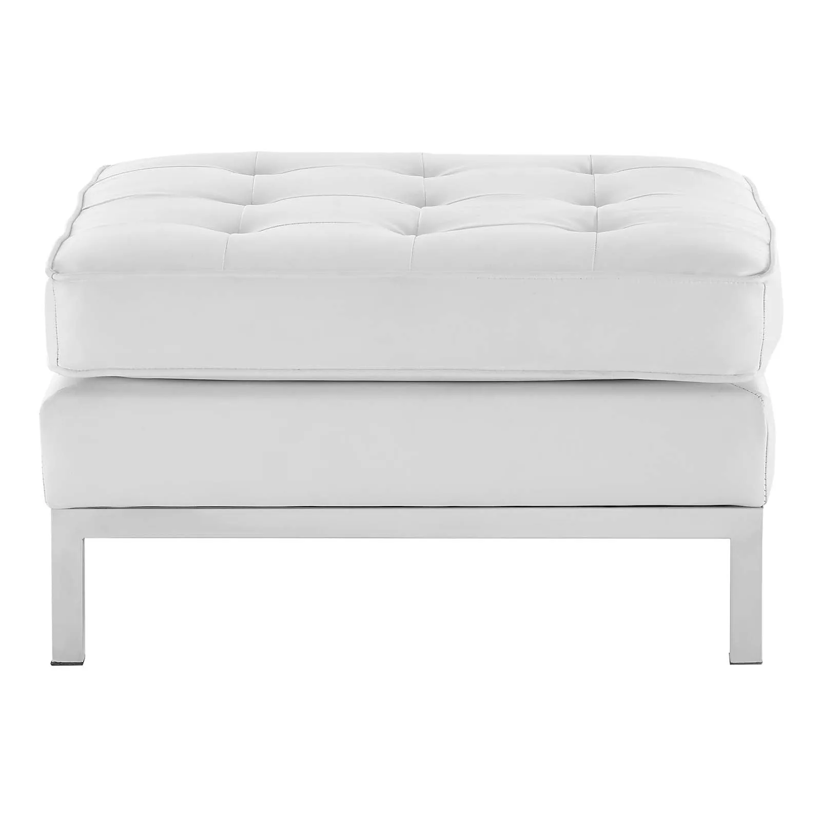 Loft Tufted Upholstered Faux Leather Ottoman
