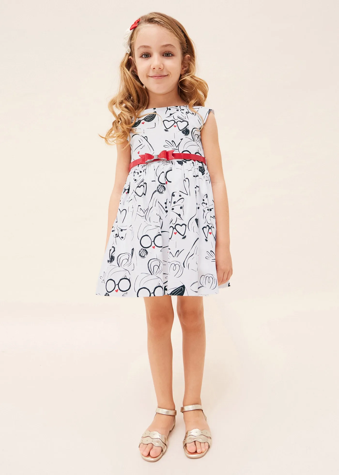 Mayoral Girl Printed Party Dress with Belt