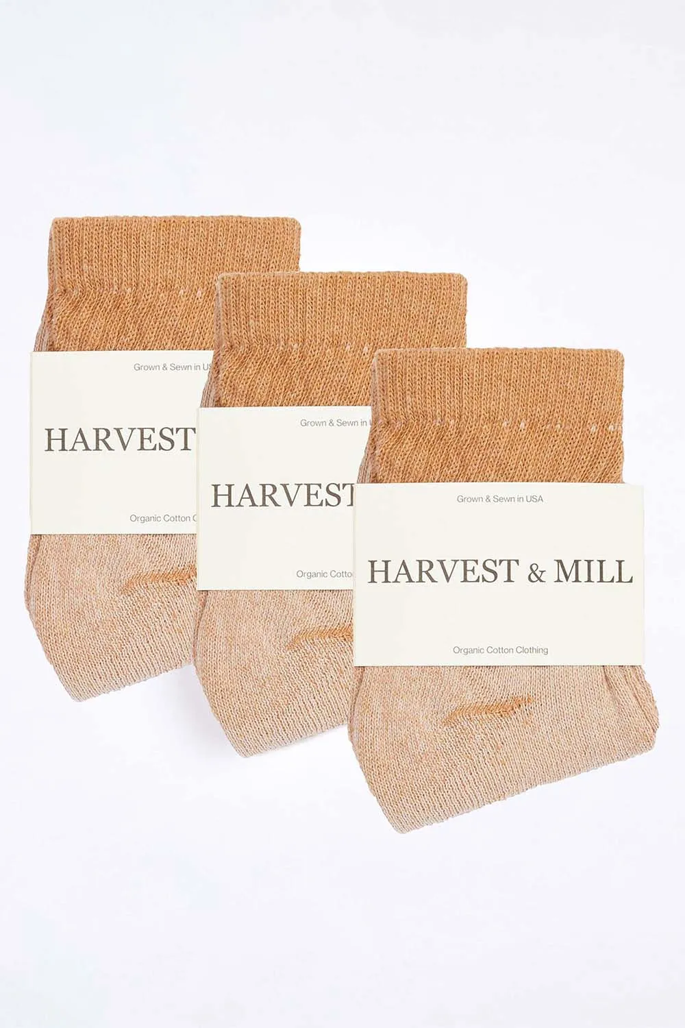 Men's 3 Pack Organic Cotton Socks Brown Ankle