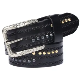 Men's Gothic Diamond Embossed Studded Belt
