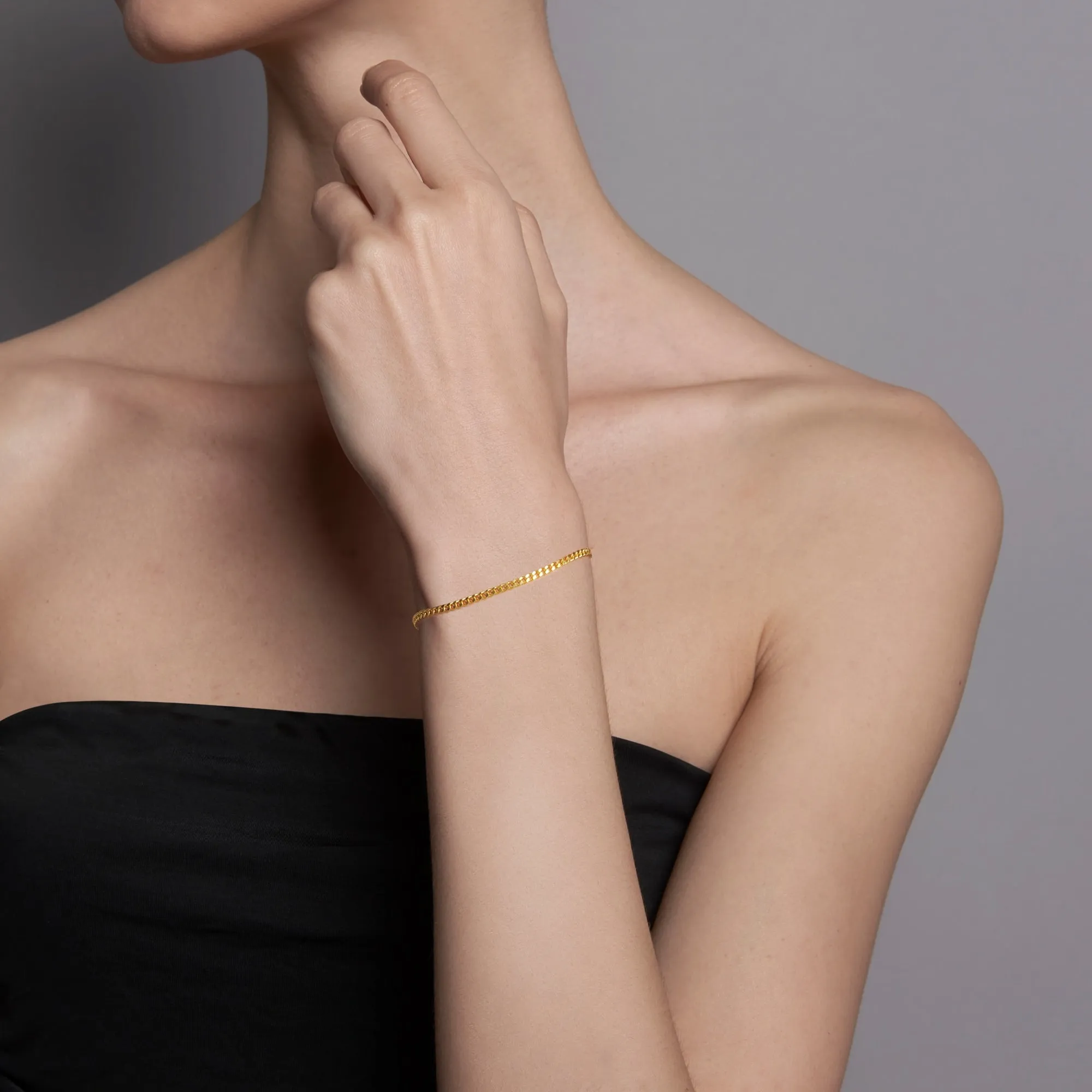 Narrow Flat Curb Chain Bracelet