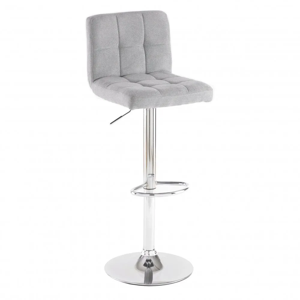 Neo Grey Fabric Cuban Swivel Bar Stool