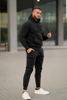 Premium Embossed Tracksuit - Black