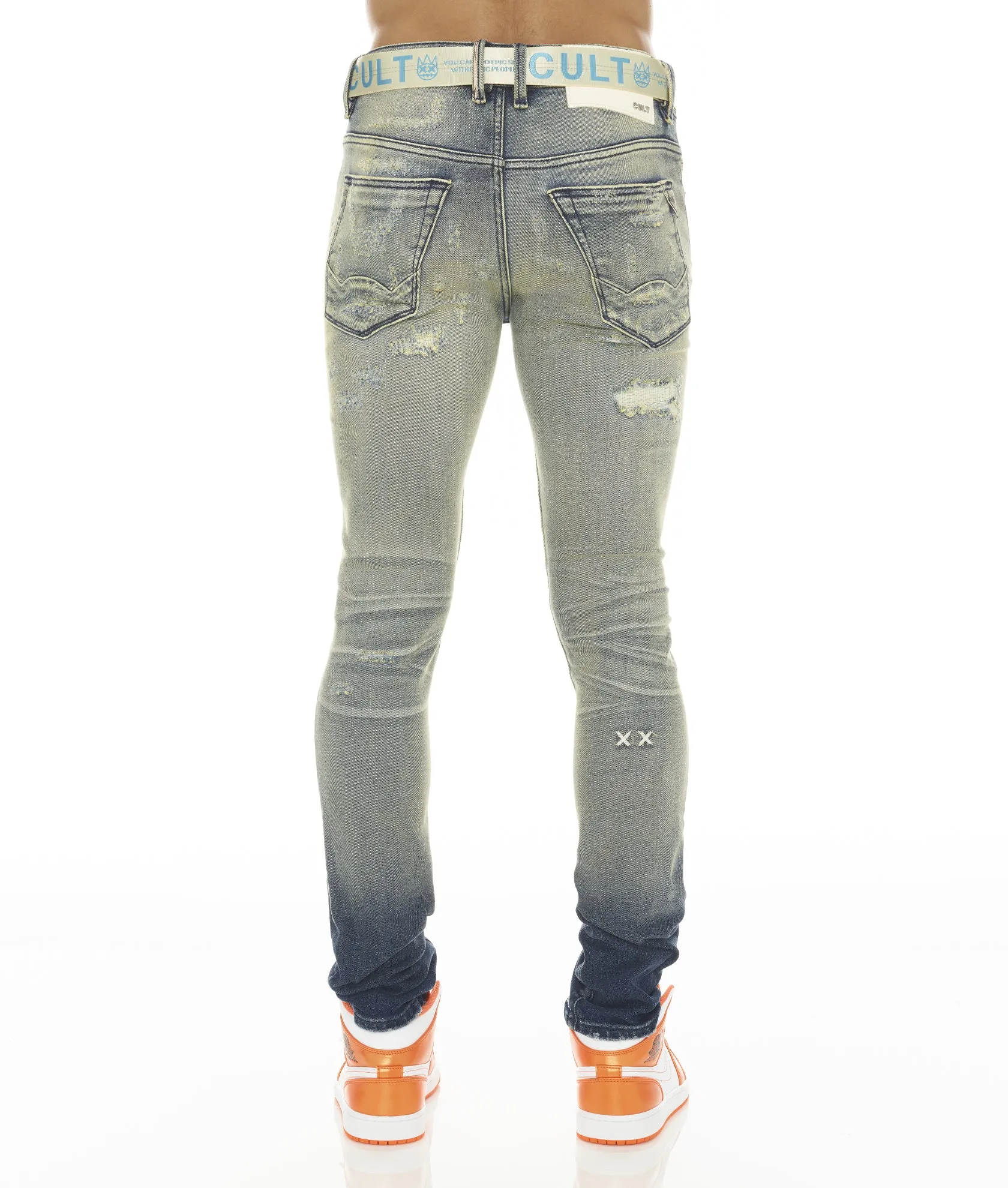 PUNK SUPER SKINNY STRETCH W/ BEET RED BELT IN INO