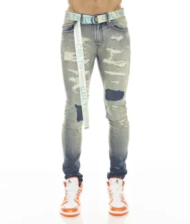 PUNK SUPER SKINNY STRETCH W/ BEET RED BELT IN INO