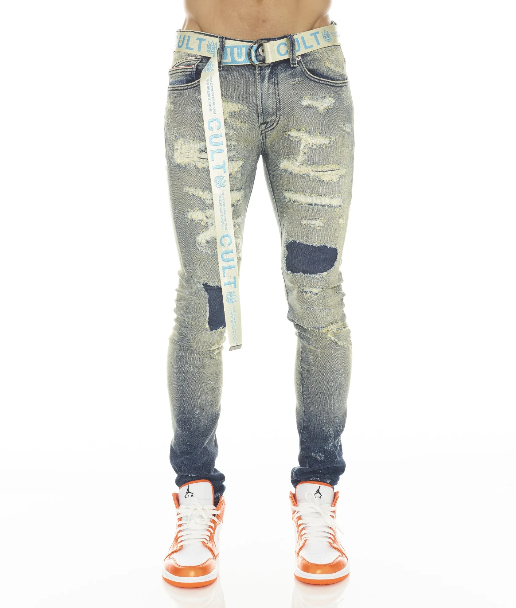 PUNK SUPER SKINNY STRETCH W/ BEET RED BELT IN INO