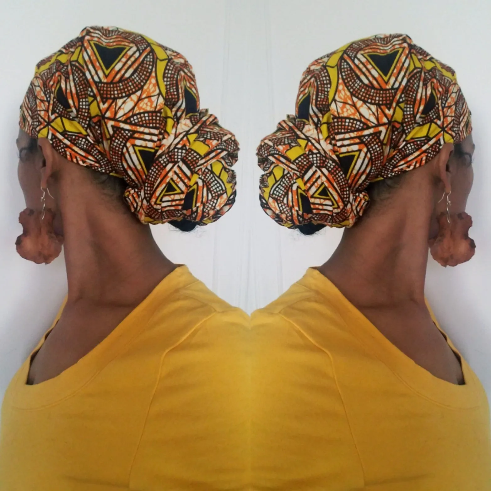 Pyramid in a Circle Headwrap Gold & Orange