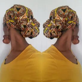 Pyramid in a Circle Headwrap Gold & Orange