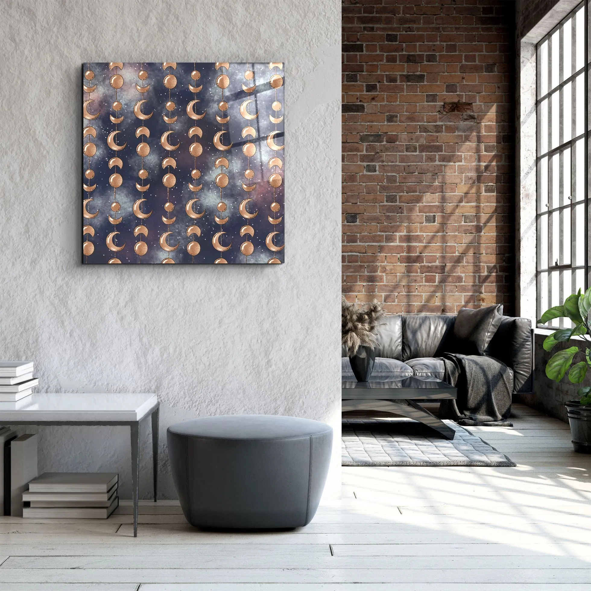 ."Moon Drops Gray". Glass Wall Art
