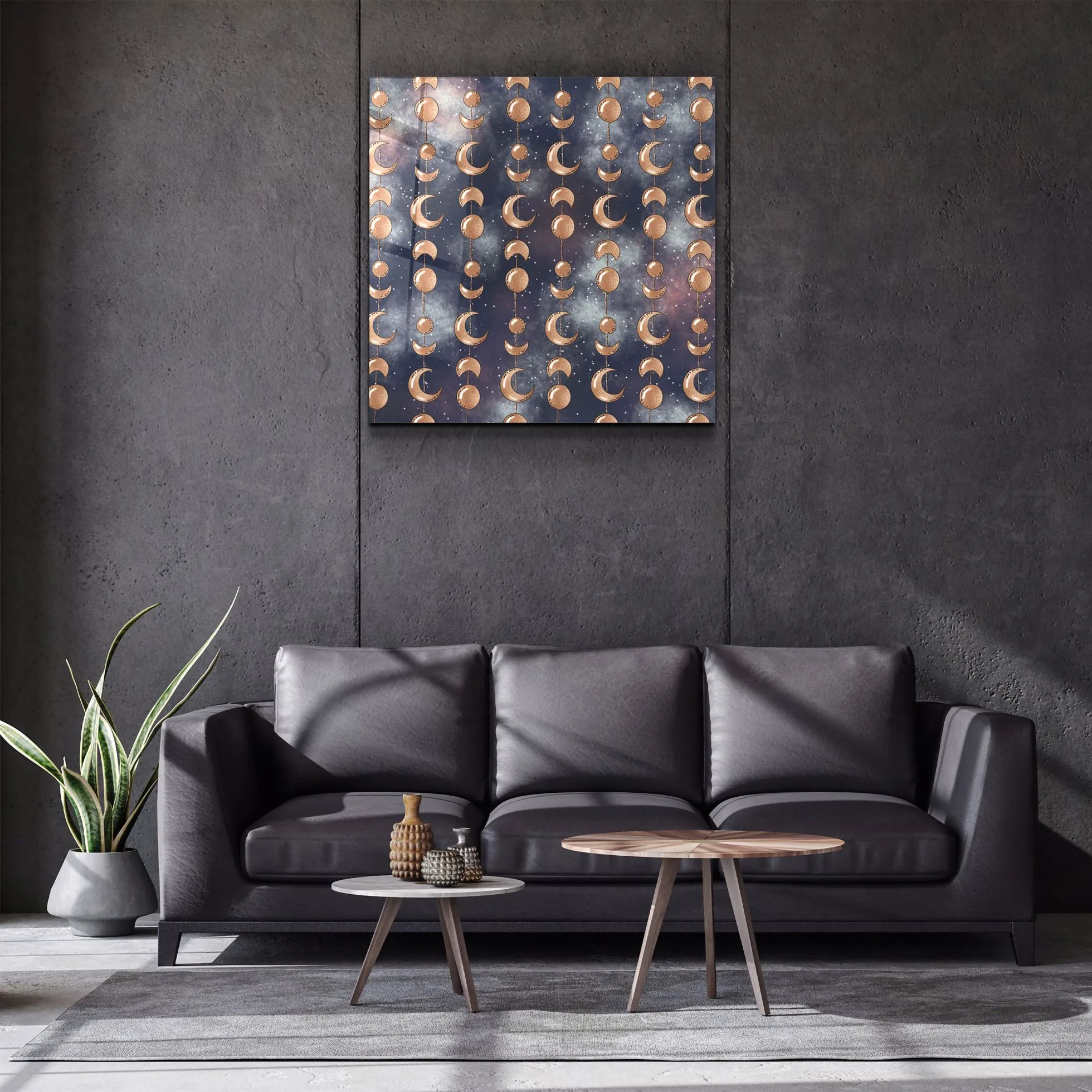 ."Moon Drops Gray". Glass Wall Art