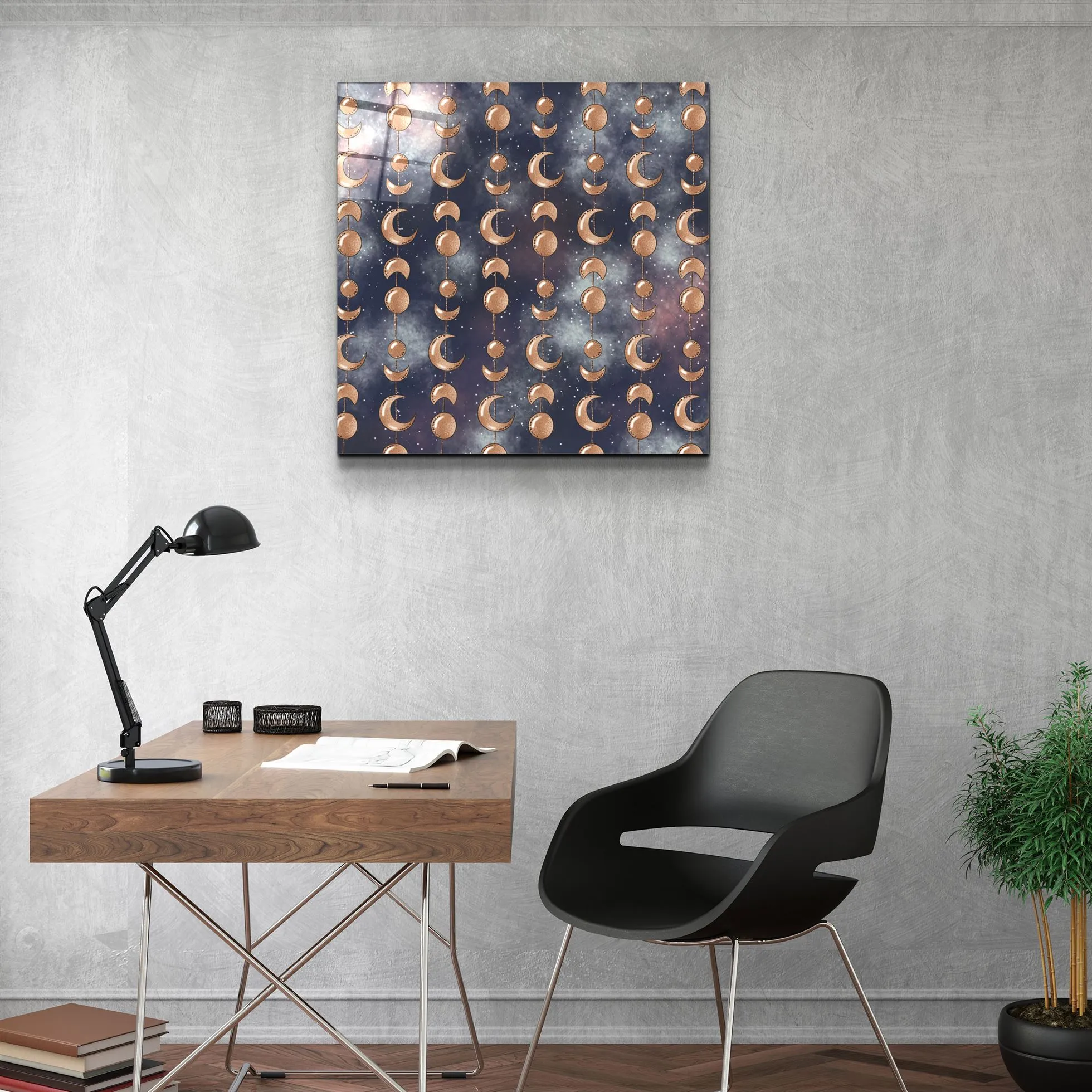 ."Moon Drops Gray". Glass Wall Art