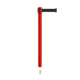 Retractable Belt Barrier Stanchion, Mini Socket Base, Red Post, 7.5 ft Belt - Montour Line MSX630SK
