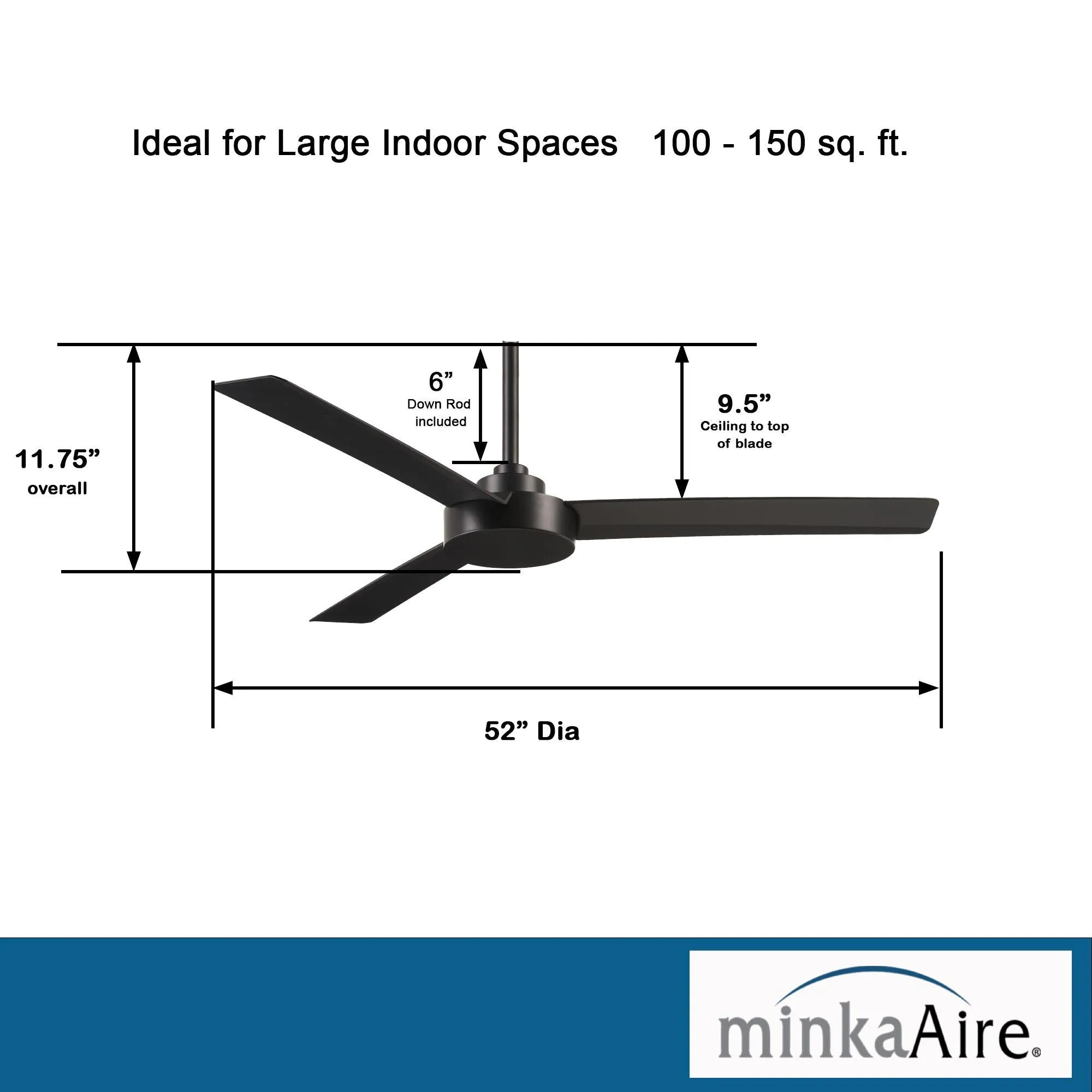 Roto 52" Coal Ceiling Fan with Wall Control