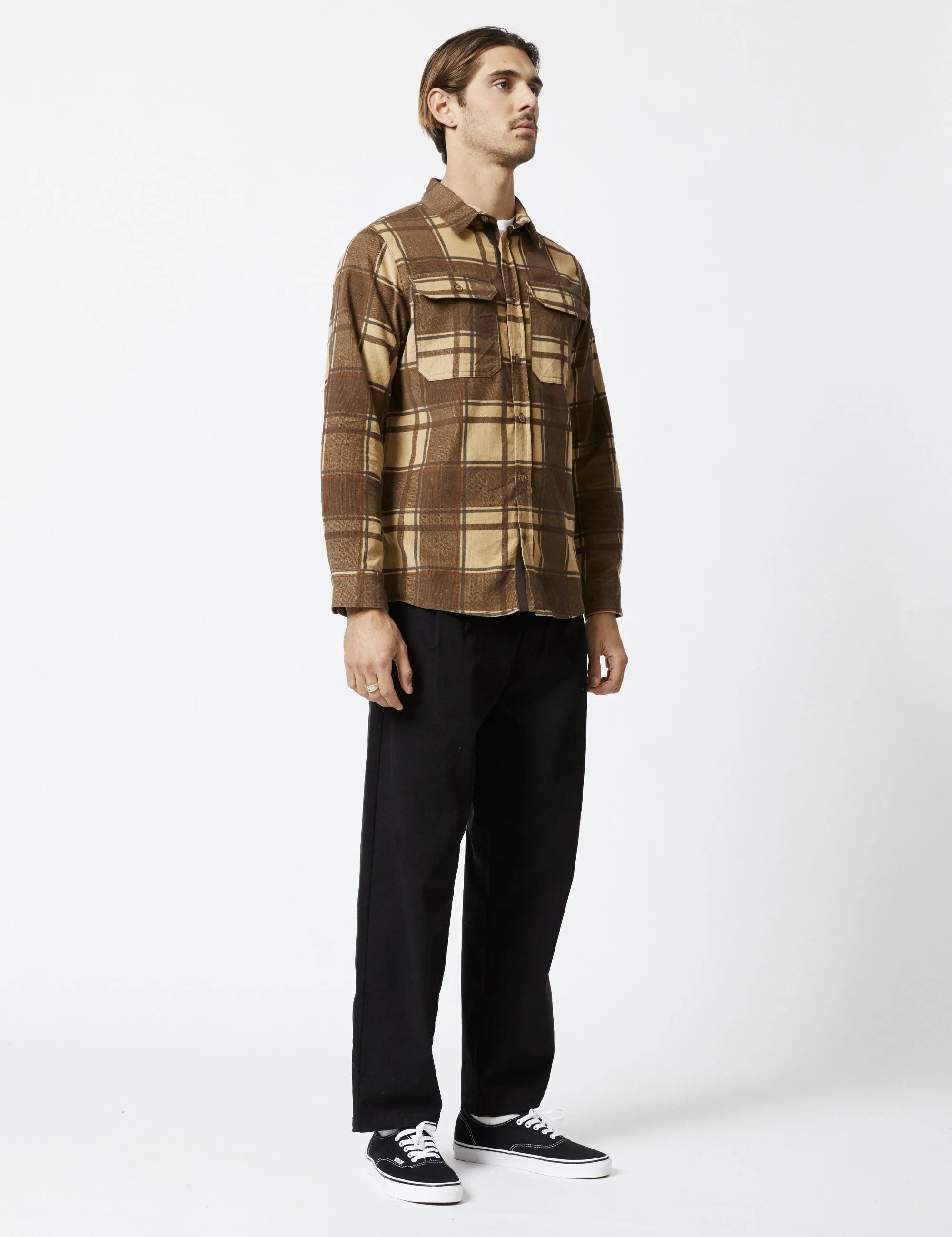 Sawyer Cord Longsleeve Shirt - Cocoa Check