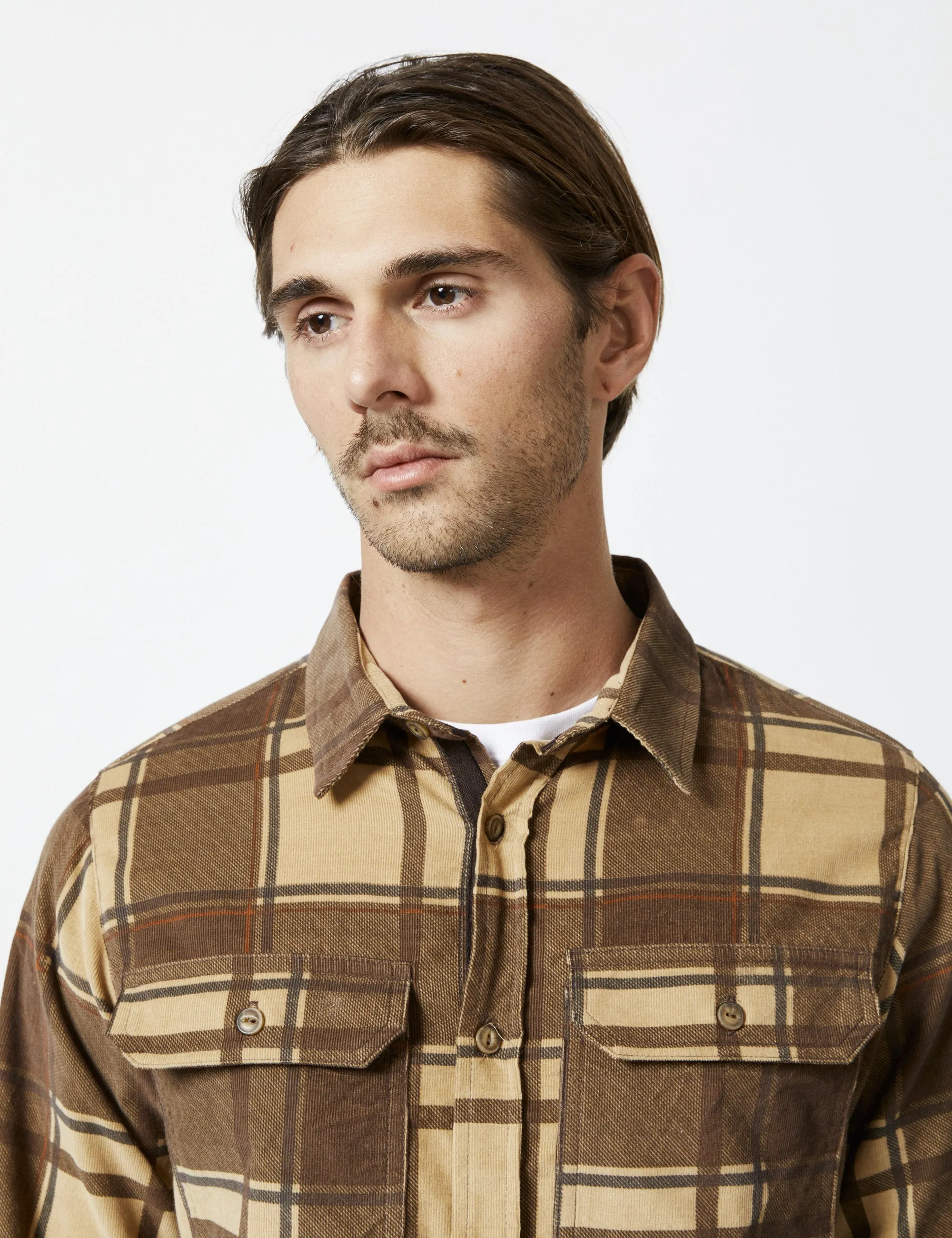 Sawyer Cord Longsleeve Shirt - Cocoa Check