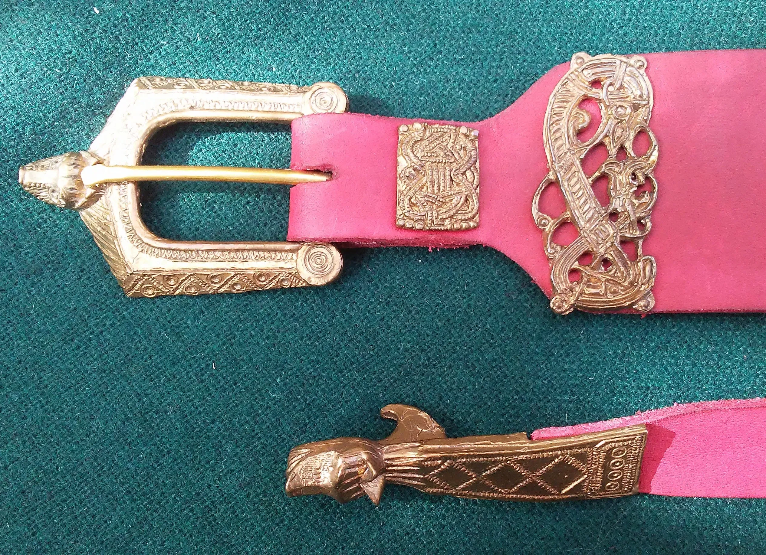 Viking Wolf & Dragon Belt, Red - FB142