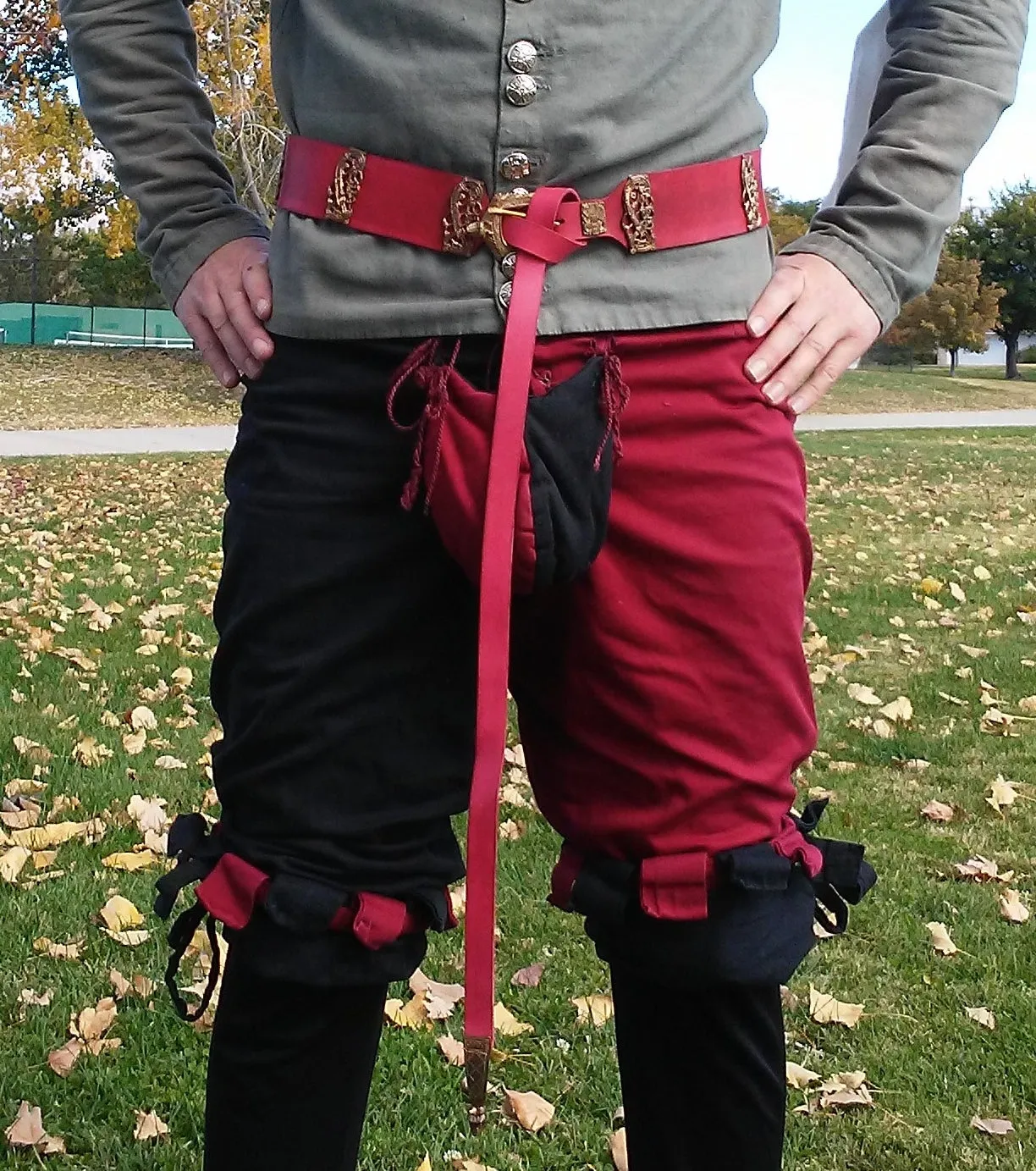 Viking Wolf & Dragon Belt, Red - FB142