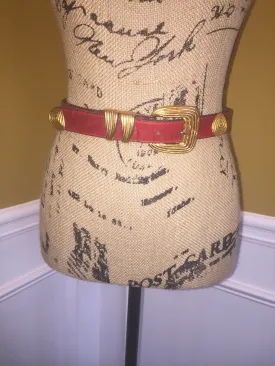 Vintage Red Leatherock Belt - Size Small
