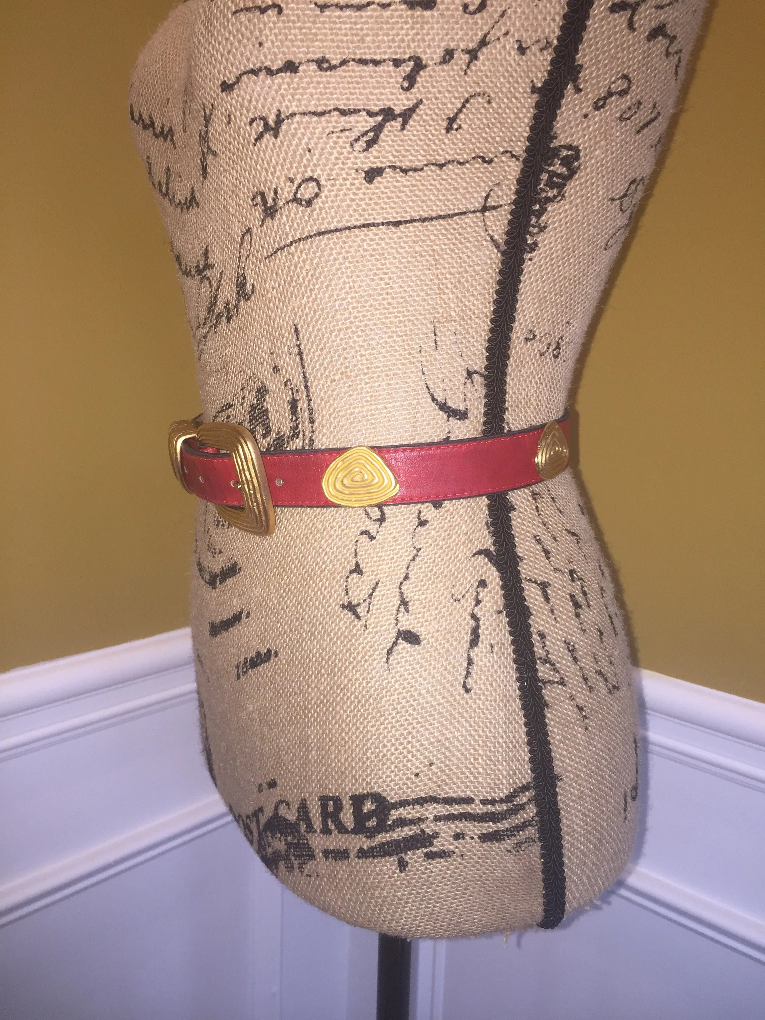 Vintage Red Leatherock Belt - Size Small