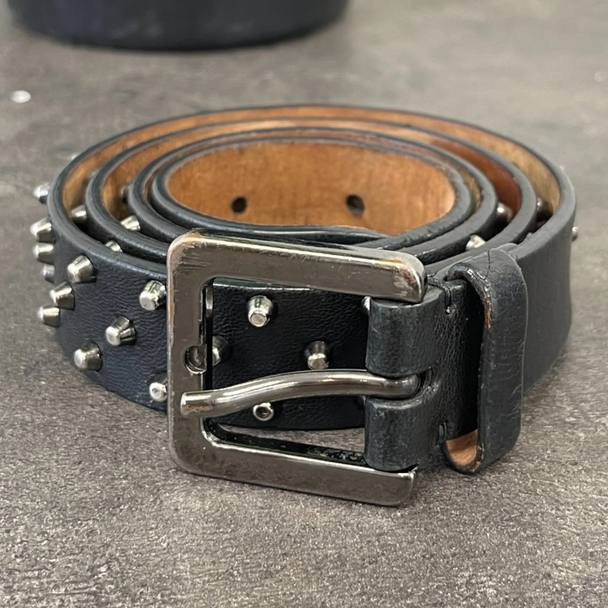 Women's Studded Spiked Belt Black Size 80CM / UK 8